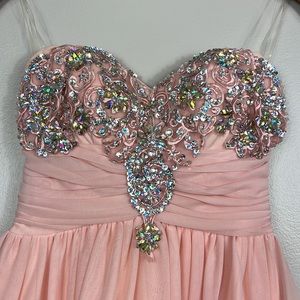 Sparkly Pink Strapless Formal Dress